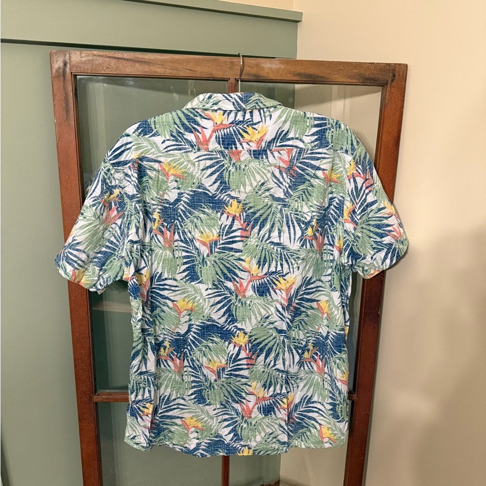 Izod Saltwater Men’s Blue and Green Tropical Casual Button Down Shirt - Size XXL - Picture 3 of 3